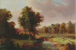 Untitled Landscape (Cattle Grazing on the Bank/ Figures in Left Quadrant) by Jacob Cox