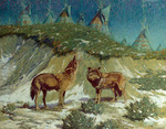 The Sleeping Village (Indian Encampment with Coyotes) by Paul Strayer