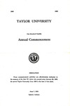 Taylor University One Hundred Twelfth Annual Commencement