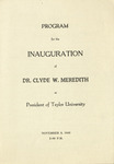 The Inauguration of Dr. Clyde W. Meredith