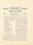 Fort Wayne Bible Training School Bulletin: April 1910